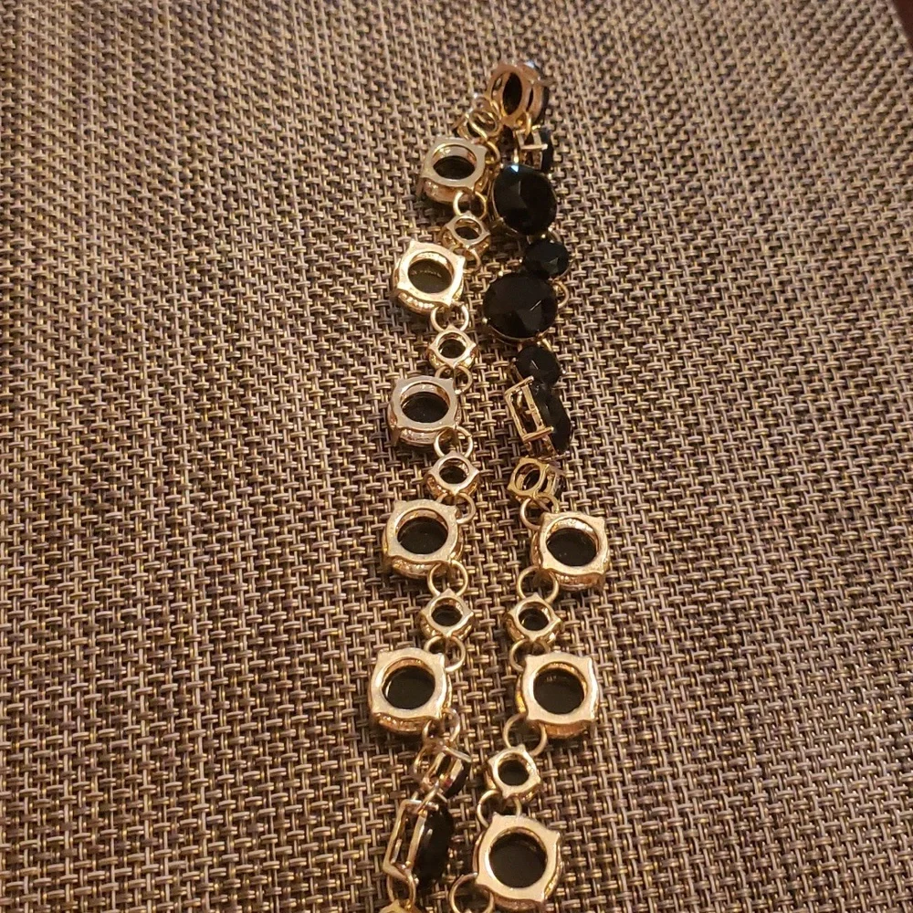 Gold & Black Stones Collar Necklace